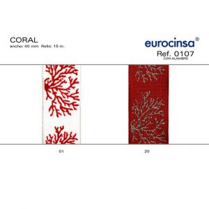 0107-Rollo CINTA CORAL Ancho 40mm. 15m. CON ALAMBRE