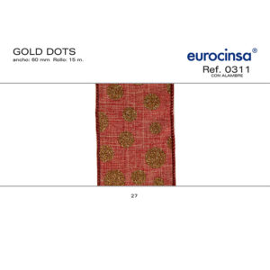 0311-Rollo CINTA GOLD DOTS Ancho 60mm. 15m. CON ALAMBRE