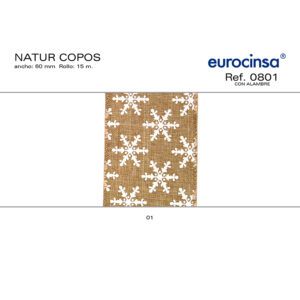 0801-Rollo CINTA NATUR-COPOS Ancho 60mm. 15m. CON ALAMBBRE