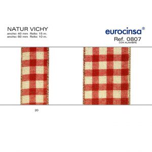 0807-Rollo CINTA NATU VICHY Ancho 40/60mm. CON ALAMBRE