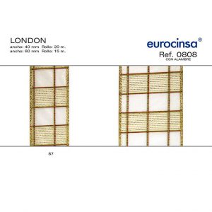 0808-Rollo CINTA LONDON Ancho 40/60mm. CON ALAMBRE