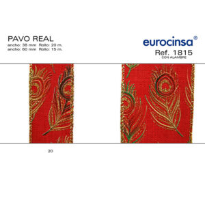 1815-Rollo CINTA PAVO REAL Ancho 38/60mm. CON ALAMBRE
