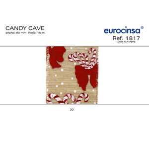 1817-Rollo CINTA CANDY CANE Ancho 60mm. 15m. CON ALAMBRE