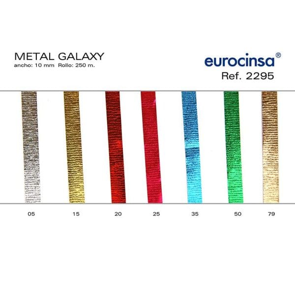2295-CARRETE CINTA POLIPROPILENO METALIZADO DISEÑO GALAXY Ancho 10mm. 250m.