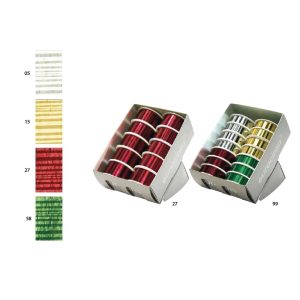2435E-Estuche CINTA POLIPROPILENO METALIZADO DISEÑO GRANADA Ancho 19mm. 14 Rollos x 7m.