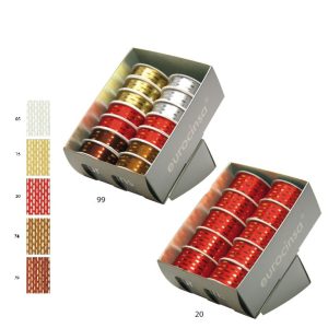 2493E-Estuche CINTA POLIPROPILENO METALIZADO DISEÑO ALHAMBRA Ancho 19mm. 14 Rollos x 7m.