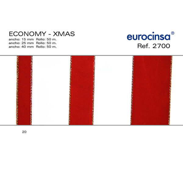 2700-Rollo CINTA ECONOMY XMAS Ancho 15/25/40mm. 50m.