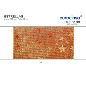 3180-Rollo CINTA ESTRELLAS Ancho 150mm. 10m. CON ALAMBRE