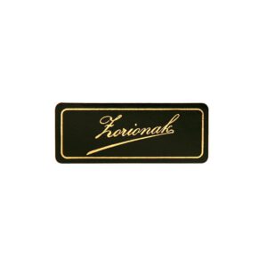 425Z54-Rollo ETIQUETAS ZORIONAK RECTANGULAR FONDO NEGRO BRILLO IMPRESIÓN PELÍCULA ORO 5 x 2cm. 450ud.
