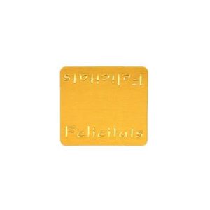 426002-Rollo ETIQUETAS DOBLE FELICITATS CUADRADA FONDO ORO IMPRESIÓN PELÍCULA ORO 3,6 x 3,3cm. 450ud.
