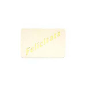 426019-Rollo ETIQUETAS FELICITATS RECTANGULAR FONDO BLANCO IMPRESIÓN PELÍCULA ORO 4,5 x 3cm. 450ud.