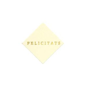 426022-Rollo ETIQUETAS FELICITATS ROMBO FONDO BLANCO IMPRESIÓN PELÍCULA ORO 4,2 x 4,2cm. 450ud.
