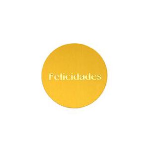428003-Rollo ETIQUETAS FELICIDADES FONDO ORO IMPRESIÓN PELÍCULA ORO Ø38mm. 450ud.
