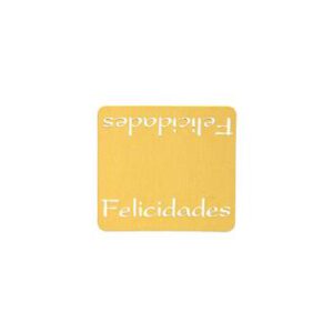 428008-Rollo ETIQUETAS DOBLE FELICIDADES FONDO ORO IMPRESIÓN PELÍCULA PLATA 36 x 33cm. 450ud.