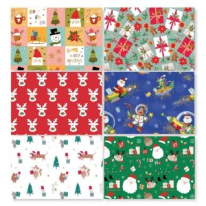 480010-Caja 60 ROLLITOS PAPEL FANTASIA INFANTIL NAVIDAD 70cm. x 2m. CON CARTONETTE
