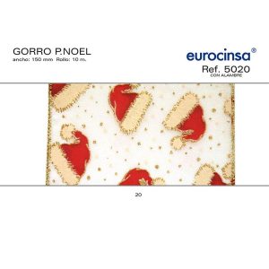 5020-Rollo CINTA GORRO PAPA NOEL Ancho 150mm. 10m. CON ALAMBRE
