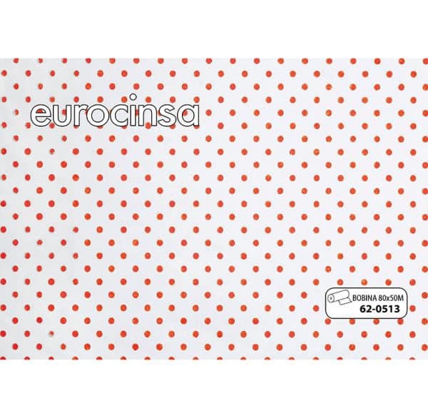 620513-Bobina POLIPROPILENO TRANSPARENTE IMPRESO DISEÑO COLOR ROJO 35micras 80cm x 50m.