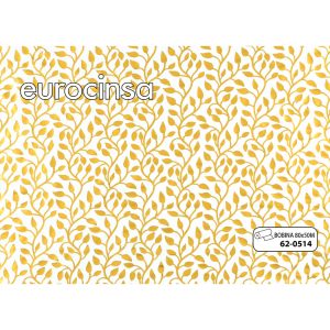 620514-Bobina POLIPROPILENO TRANSPARENTE IMPRESO DISEÑO COLOR ORO 35micras 80cm x 50m.