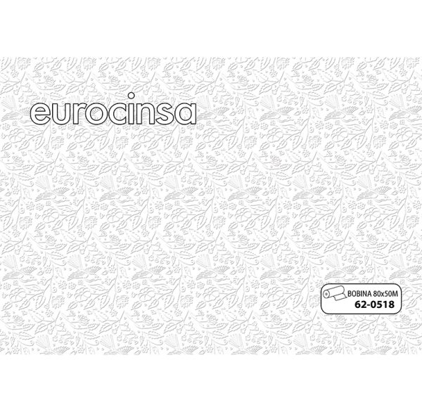 620518-Bobina POLIPROPILENO TRANSPARENTE IMPRESO DISEÑO COLOR BLANCO 35micras 80cm x 50m.