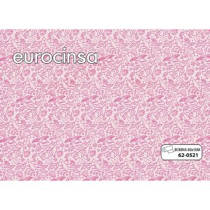 620521-Bobina POLIPROPILENO TRANSPARENTE IMPRESO DISEÑO COLOR FUCSIA 35micras 80cm x 50m.