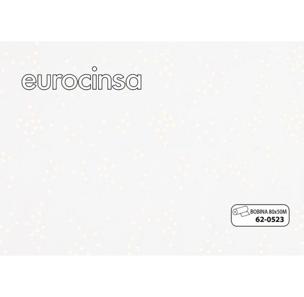 620523-Bobina POLIPROPILENO TRANSPARENTE IMPRESO CORAZONES COLOR BLANCO 35micras 80cm x 50m.