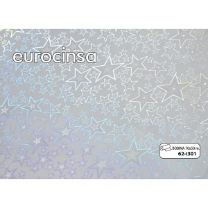 62I301-Bobina POLIPROPILENO TRANSPARENTE IRISADO 25micras 70cm x 50m.