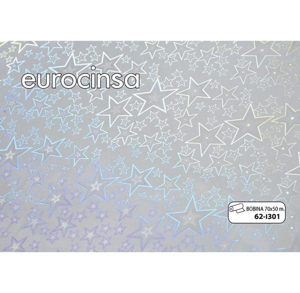 62I301-Bobina POLIPROPILENO TRANSPARENTE IRISADO 25micras 70cm x 50m.