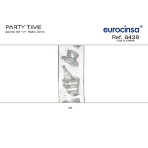 6438-Rollo CINTA PARTY TIME Ancho 40mm. 20m. CON ALAMBRE