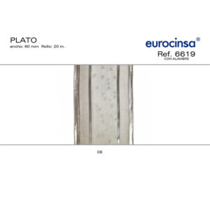 6619-Rollos CINTA PLATO Ancho 60mm. 20m. CON ALAMBRE