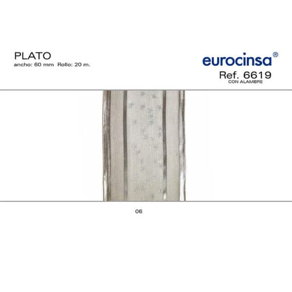 6619-Rollos CINTA PLATO Ancho 60mm. 20m. CON ALAMBRE