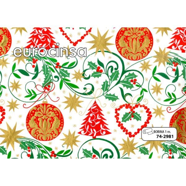 742981-Bobina JUGUETERA PAPEL FANTASIA NAVIDAD 1m. x 14,3-14,8kg.