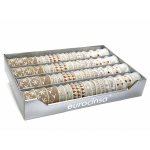 2327P-BANDEJA CINTA TEXTIL NAVIDAD COLECCIÓN NATUR Ancho 15mm. 24 Rollos x 4m. Ancho 25mm. 20 Rollos x 3m. Ancho 40mm. 24 Rollos x 2m.