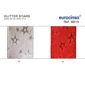 9910-Rollo CINTA GLITTER STARS Ancho 60/100mm. CON ALAMBRE