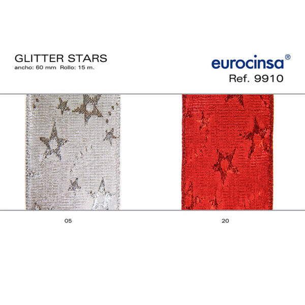 9910-Rollo CINTA GLITTER STARS Ancho 60/100mm. CON ALAMBRE