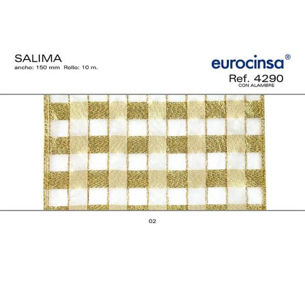 4290-Rollo CINTA SHALIMA Ancho 150mm. 10m. CON ALAMBRE