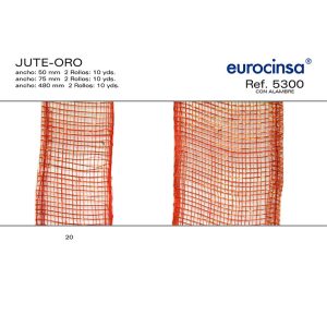 5300-Rollo CINTA JUTE-ORO Ancho 50/75/480mm. 10yds. 2Rollos.