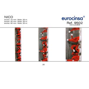 9502-Rollo CINTA NICO Ancho 15/25/40mm. 25m. CON ALAMBRE