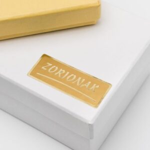 ET016-Rollo ETIQUETAS RECTANGULAR ZORIONAK FONDO ORO IMPRESIÓN PELÍCULA ORO 50 x 20mm. 500uds.
