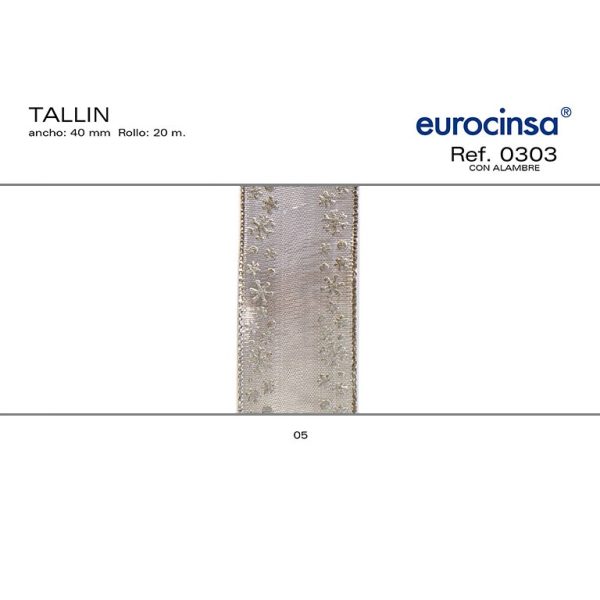 0303-Rollo CINTA TALLIN Ancho 40mm. 20m. CON ALAMBRE