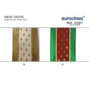 0397-Rollo CINTA NEW DOTS Ancho 60mm. 15m. CON ALAMBRE