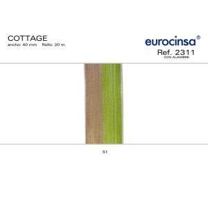 2311-Rollo CINTA COTTAGE Ancho 40mm. 20m. CON ALAMBRE