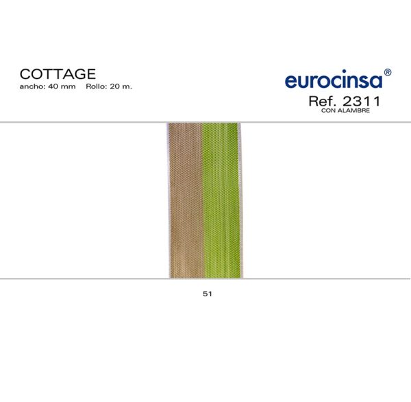 2311-Rollo CINTA COTTAGE Ancho 40mm. 20m. CON ALAMBRE