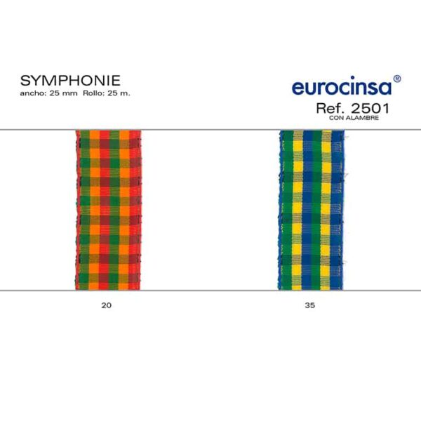 2501-Rollo CINTA SYMPHONIE Anchos 25/40mm. 25m. CON ALAMBRE