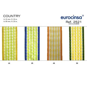 2521-Rollo CINTA COUNTRY Ancho 25mm. 20m. CON ALAMBRE