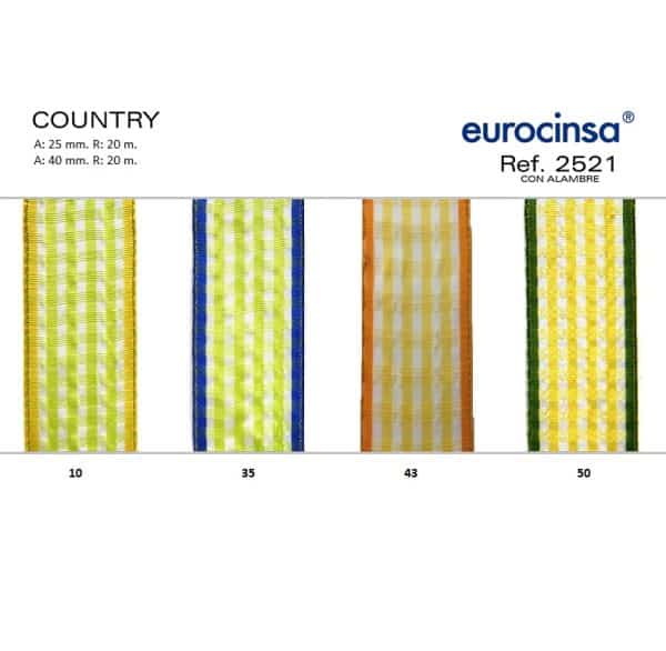 2521-Rollo CINTA COUNTRY Ancho 25mm. 20m. CON ALAMBRE