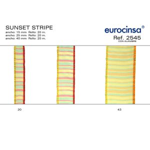 2545-Rollo CINTA SUNSET STRIPE Anchos 15/25/40mm. 20m. CON ALAMBRE