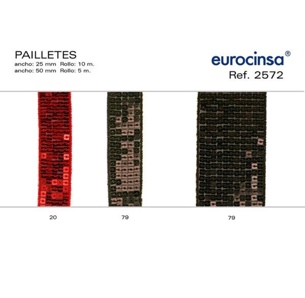 2572-Rollo CINTA PAILLETTES Ancho 25/50mm. 10m.