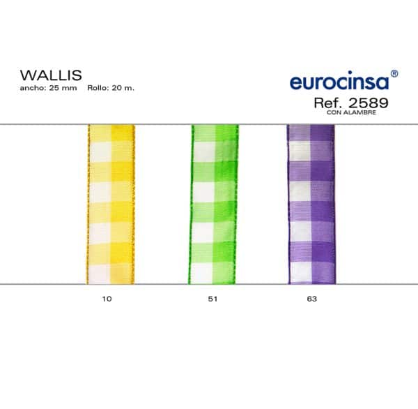 2589-Rollo CINTA WALLIS Anchos 25/40mm. 20m. CON ALAMBRE