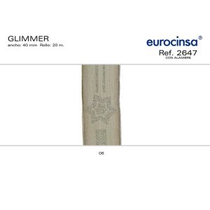 2647-Rollo CINTA GLIMMER Ancho 40mm. 20m. CON ALAMBRE
