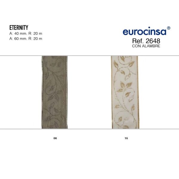 2648-Rollo CINTA ETERNITY Ancho 40/60mm. 20m. CON ALAMBRE